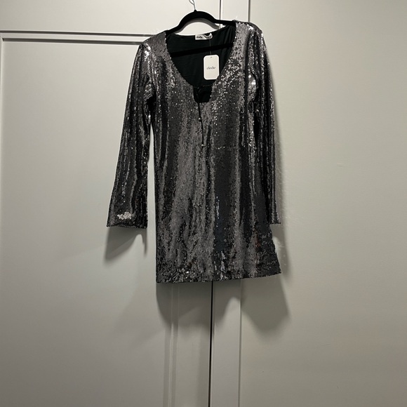 Elodie Silver Sequin Mini Dress - Picture 2 of 2